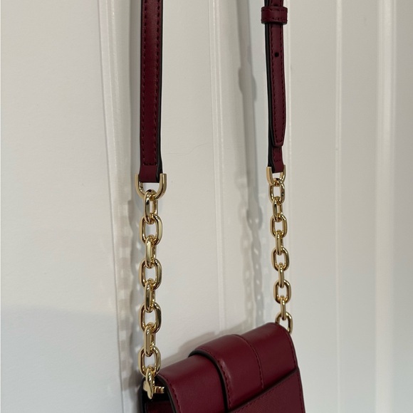 Michael Kors Carmen Burgundy and Gold Crossbody Bag - Picture 11 of 16